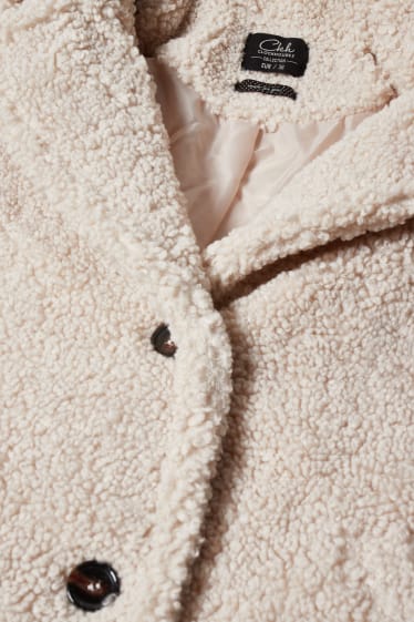 Women - CLOCKHOUSE - teddy fur coat - light beige