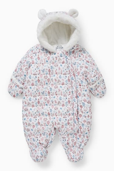 Babies - Baby-Schneeanzug mit Kapuze - geblümt - white
