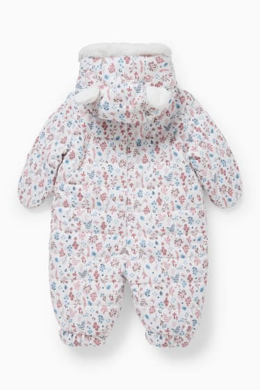 Babies - Baby-Schneeanzug mit Kapuze - geblümt - white