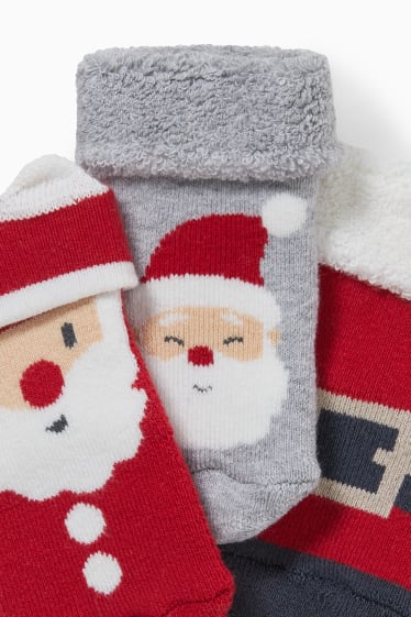 Bébés - Lot de 3 paires - chaussettes de Noël à motif pour nouveau-né - hiver - rouge