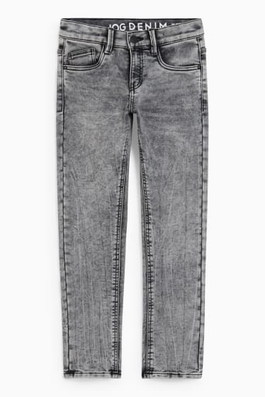 Dzieci - Slim jeans - ciepłe dżinsy - jog denim - dżins-jasnoszary