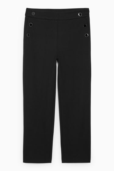 Dámské - Žerzejové kalhoty - straight fit - LENZING™ ECOVERO™ - černá