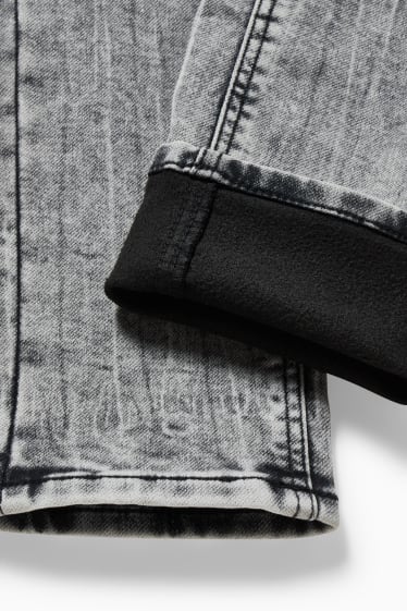 Dzieci - Slim jeans - ciepłe dżinsy - jog denim - dżins-jasnoszary