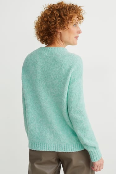 Damen - Bouclé-Pullover - mintgrün