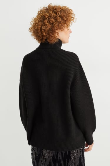 Damen - Rollkragenpullover - schwarz