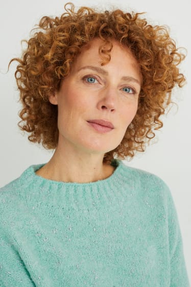 Damen - Bouclé-Pullover - mintgrün