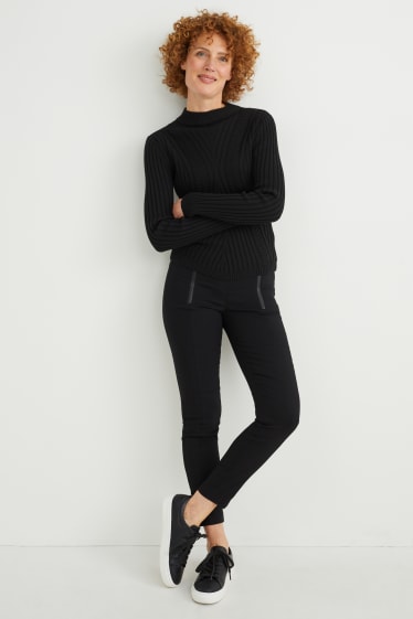 Femei - Pantaloni de stofă - talie medie - slim fit - LYCRA® - negru