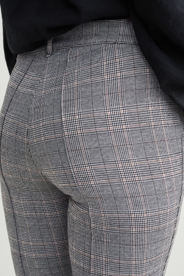 Women - Jersey trousers - slim fit - check - black / white