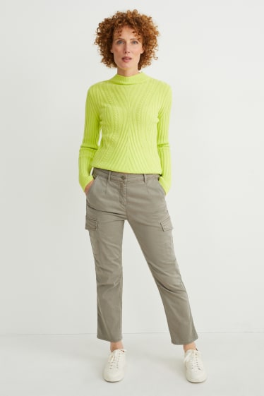 Kobiety - Spodnie bojówki - średni stan - slim fit - LYCRA® - zielony