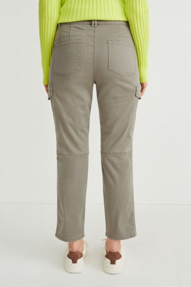 Femmes - Pantalon cargo - mid waist - slim fit - LYCRA® - vert