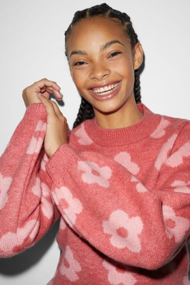 Femmes - CLOCKHOUSE - pullover - à fleurs - rose