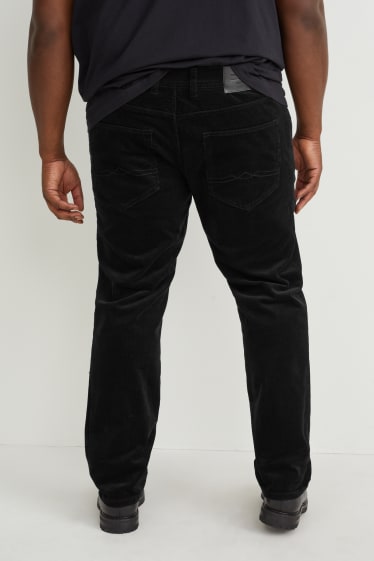 Hommes - Pantalon en velours côtelé - regular fit - LYCRA® - noir