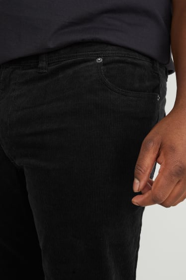 Hommes - Pantalon en velours côtelé - regular fit - LYCRA® - noir