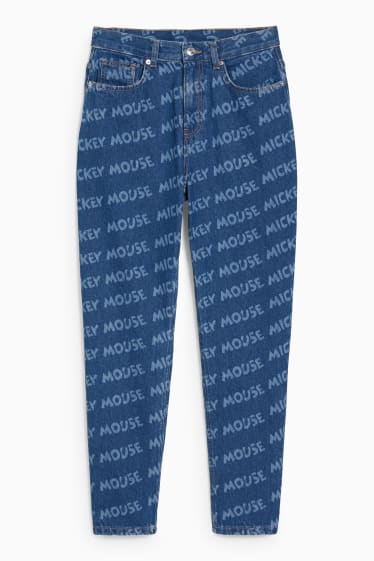 Women - Mom Jeans - high waist - Micky Maus - blue denim