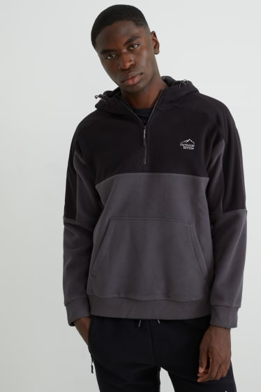 Hommes - Sweat à capuche en polaire - THERMOLITE® - gris foncé