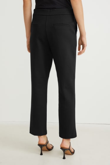 Dámské - Žerzejové kalhoty - straight fit - LENZING™ ECOVERO™ - černá