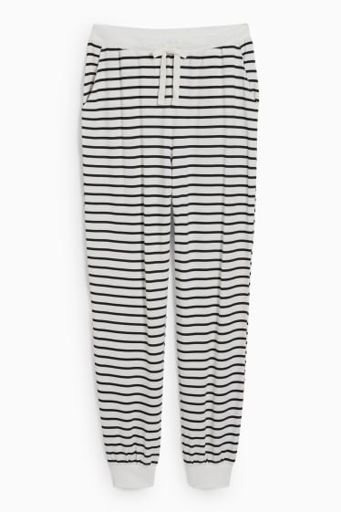 Femmes - Pantalon de pyjama - à rayures - noir / beige