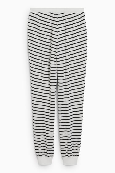 Dámské - Pyžamové kalhoty - pruhované - černá/béžová