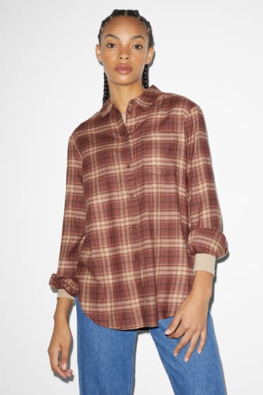 Mujer - CLOCKHOUSE - blusa de franela - de cuadros - marrón