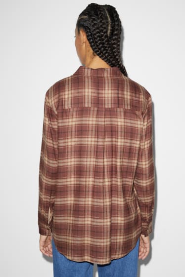 Women - CLOCKHOUSE - flannel blouse - check - brown