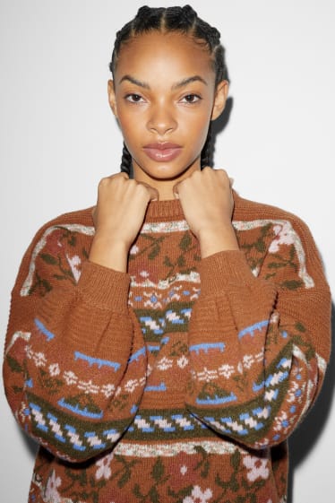 Femmes - CLOCKHOUSE - pullover - à fleurs - marron