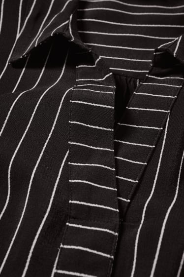 Women - Blouse - striped - black