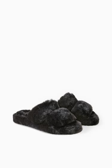 Ados & jeunes adultes - CLOCKHOUSE - chaussons en imitation fourrure - noir