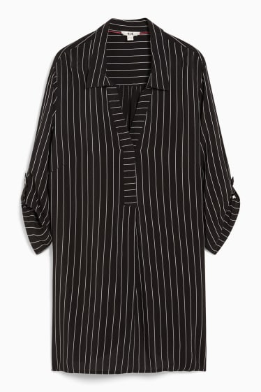 Women - Blouse - striped - black