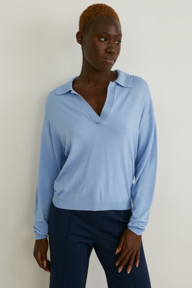 Femmes - Pullover en maille fine - bleu clair