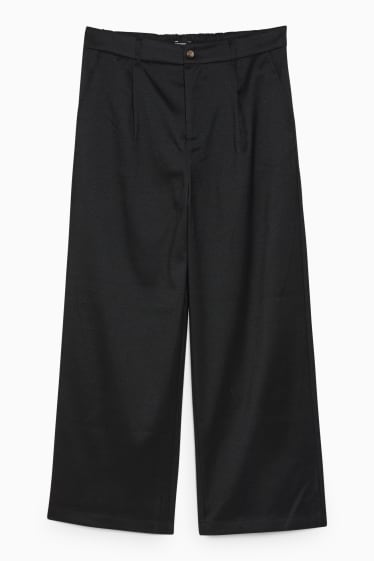 Femmes - CLOCKHOUSE - pantalon en toile - high-waist - jambes larges - noir