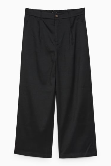 Jóvenes - CLOCKHOUSE - pantalón de tela - high waist - wide leg - negro