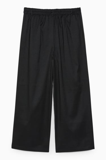 Femmes - CLOCKHOUSE - pantalon en toile - high-waist - jambes larges - noir