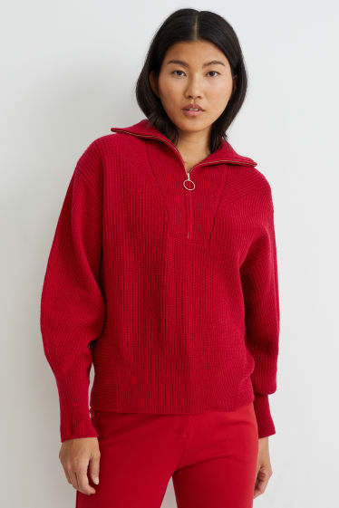 Femmes - Pullover - rouge foncé