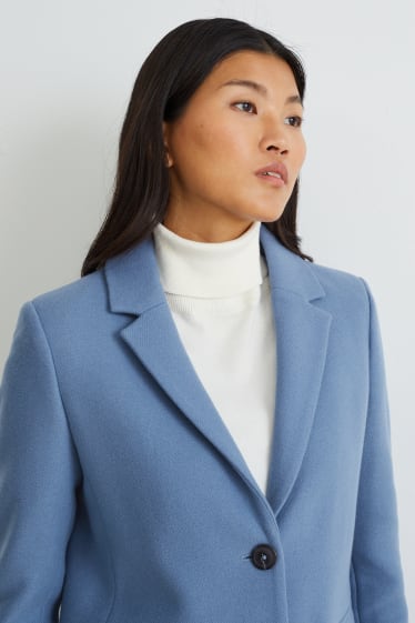 Femmes - Manteau avec épaulettes - laine mélangée - bleu