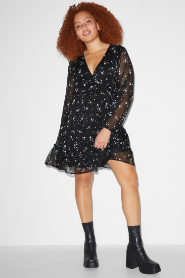 Women - CLOCKHOUSE - chiffon dress - patterned - black