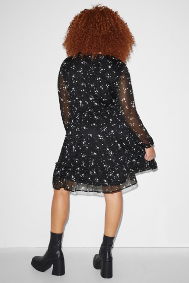 Women - CLOCKHOUSE - chiffon dress - patterned - black