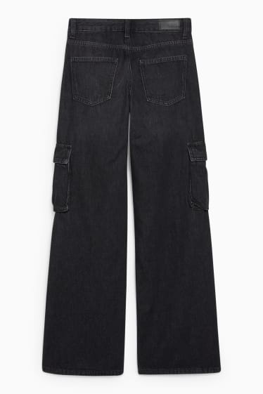 Dona - CLOCKHOUSE - wide leg jeans - low waist - texà gris fosc