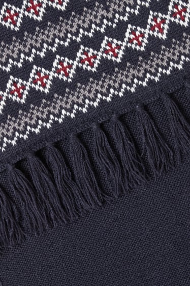 Men - Fringed scarf - dark blue