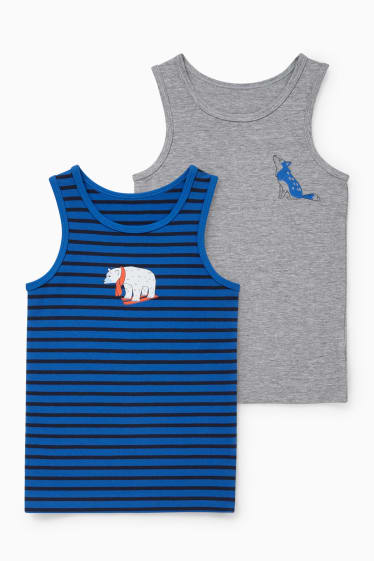Enfants garçons - Lot de 2 - maillots de corps - gris / bleu foncé