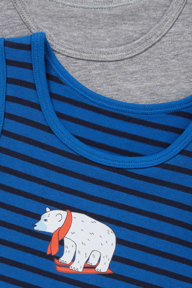 Enfants garçons - Lot de 2 - maillots de corps - gris / bleu foncé