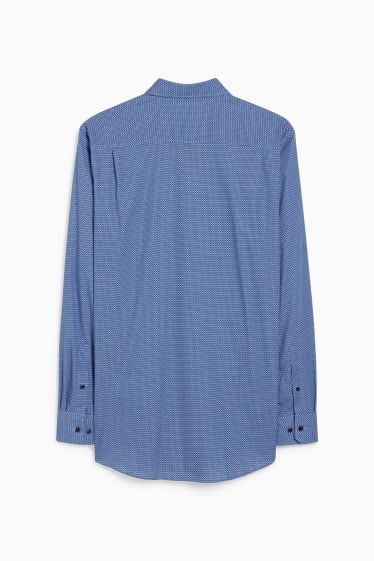 Heren - Business-overhemd - regular fit - kent - gemakkelijk te strijken - met patroon - donkerblauw