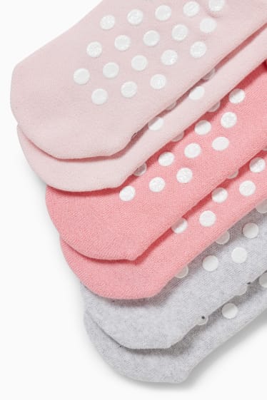 Kinder - Multipack 3er - Panda - Anti-Rutsch-Socken mit Motiv - rosa