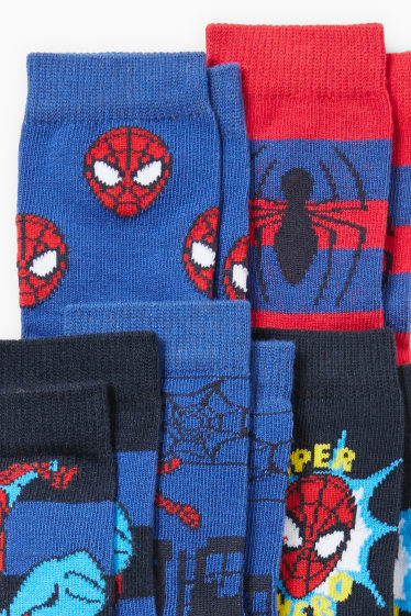 Enfants - Lot de 5 paires - Spider-Man - chaussettes à motif - bleu