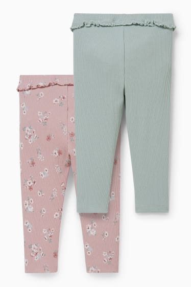 Bébés filles - Lot de 2 - leggings pour bébé - rose / turquoise