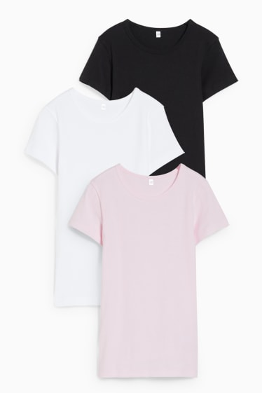 Dětské - Multipack 3 ks - podvlékací triko - černá/růžová