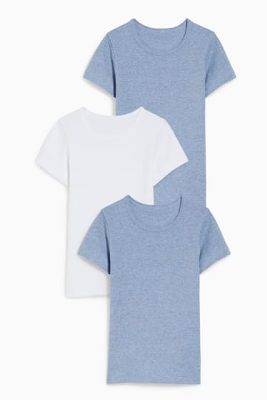 Dětské - Multipack 3 ks - podvlékací triko - světle modrá-žíhaná