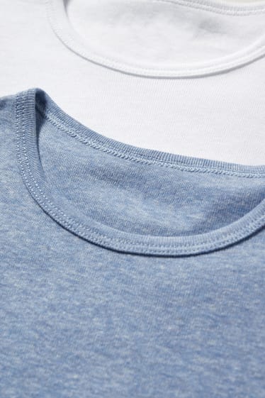 Kinder Buben - Multipack 3er - Unterziehshirt - hellblau-melange