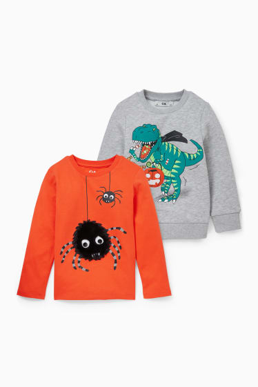 Kinder - Multipack 2er - Sweatshirt und Langarmshirt - orange-rot