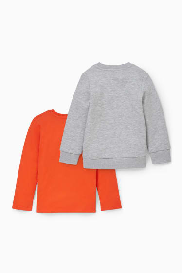 Kinder - Multipack 2er - Sweatshirt und Langarmshirt - orange-rot