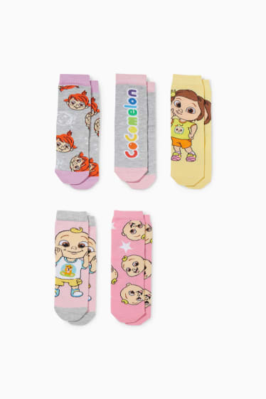 Enfants - Lot de 5 paires - CoComelon - chaussettes à motif - rose